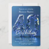 Glamorous Sapphire Blue Diamond 40th Birthday Einladung (Vorderseite)