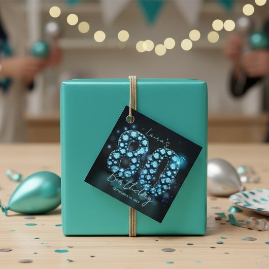 Glamorous Sapphire Gem 80th Birthday Party Geschenkanhänger