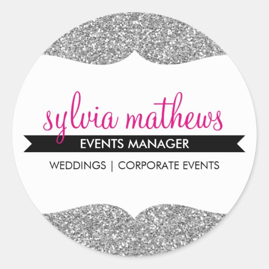 GLAMOROUS SIEGEL stilvoller Glitzer funkeln silber Runder Aufkleber (Vorderseite)