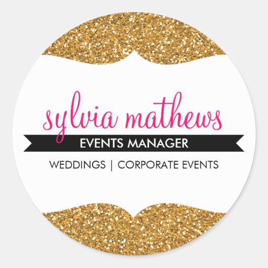 GLAMOROUS SIEGEL stilvoller Glitzer funkelnd goldf Runder Aufkleber (Vorderseite)