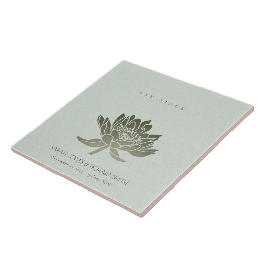 GLAMOROUS SKY BLUE SILVER LOTUS SAVE THE DATE GIFT FLIESE (Seite)