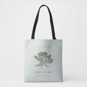 GLAMOROUS SKY BLUE SILVER LOTUS SAVE THE DATE GIFT TASCHE