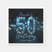 Glamorous Sparkly Teal Blue Diamonds 50th Birthday Serviette (Vorderseite)