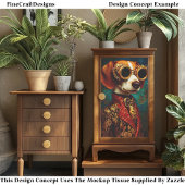 Glamorous Steampunk Beagle Dog EZ5R Decoupage Seidenpapier