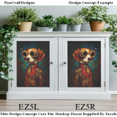 Glamorous Steampunk Beagle Dog EZ5R Decoupage Seidenpapier