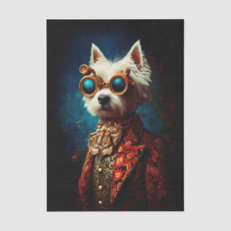 Glamorous Steampunk Westie Dog EZ6L Decoupage Seidenpapier