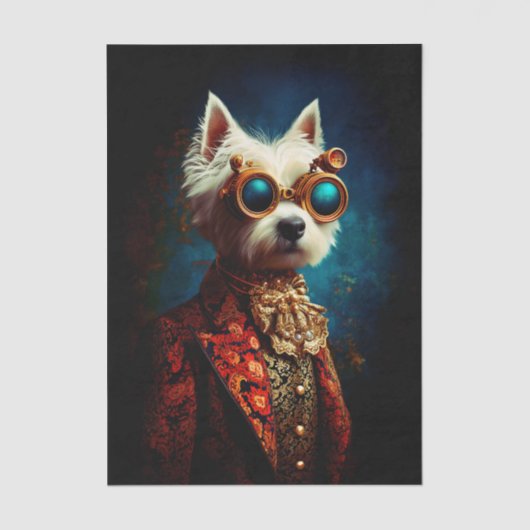 Glamorous Steampunk Westie Dog EZ6R Decoupage Seidenpapier (Vorderseite)