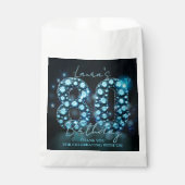 Glamorous Teal Blue Diamonds Black 80th Birthday Geschenktütchen (Vorderseite)