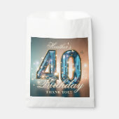 Glamorous Teal Blue Faceted Gemstone 40th Birthday Geschenktütchen (Vorderseite)