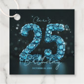 Glamorous Teal Blue Gemstone Sparkle 25th Birthday Geschenkanhänger (Vorderseite)