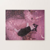 Glamorous Unicorn Cat Under Sparkling City         Puzzle (Horizontal)