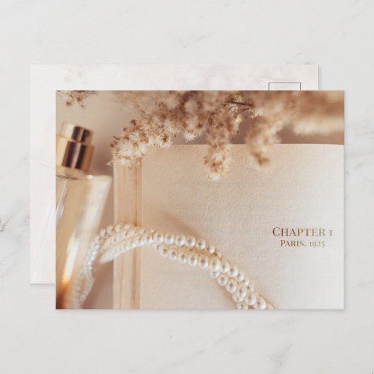 glamorous Vintage Literary Flat Lay Art Postkarte (Vorne/Hinten)