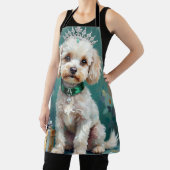 Glamorous White Poodle Princess Christmas Art Schürze (InSitu)