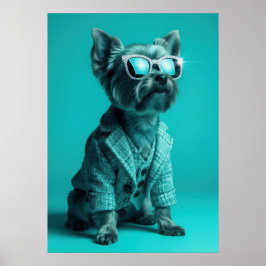 Glamorous Yorkie Dog Portrait – Stylish Diamond Poster