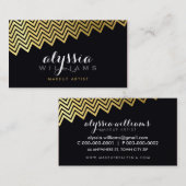 GLAMOROUS Zickzack Muster glänzende Goldfolie schw Visitenkarte (Vorne/Hinten)