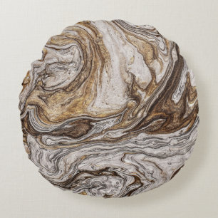 Glamour 001 flüssige Brauntöne Rundes Kissen