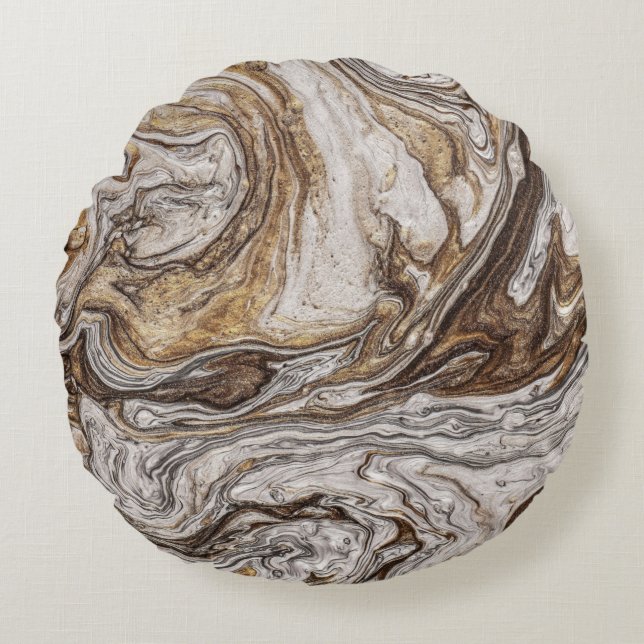 Glamour 001 flüssige Brauntöne Rundes Kissen (Vorderseite)