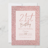 Glamour 21. Geburtstag Rosa Glitzer Einladung (Vorderseite)