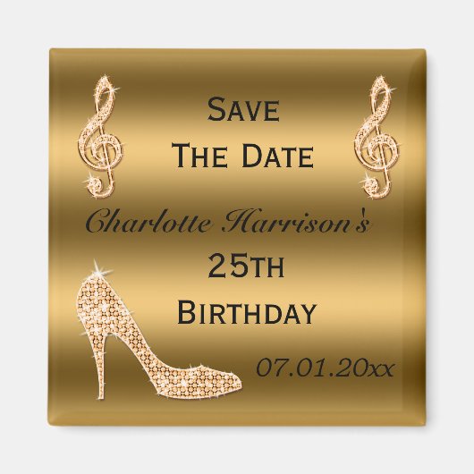 Glamour 25. Gold Stiletto Magnet (Vorne)