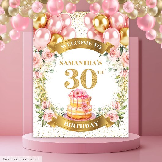 Glamour 30. Geburtstag Blush Gold Geburtstag Wandteppich