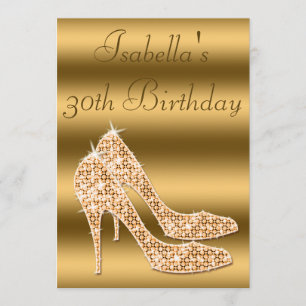 Glamour 30. Geburtstag Gold Stilettos Einladung