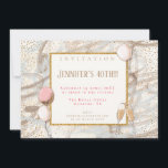 Glamour 40. Party Gold Confetti Flutes Balloons Einladung<br><div class="desc">So können Sie sich ein Bild von dem Party machen, das Sie auch mit diesem stilvollen Design eingeladen haben. Ihre Details in einem goldenen Imitat glitzern an einem wirbelhaften Hintergrund mit Goldkonfetti, Champagnerflöten und Ballons. Personalisieren Sie den Text einfach auf Ihre eigenen Daten, und Sie können auch die Schriftart und...</div>