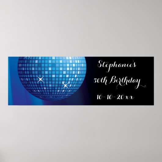 Glamour 50. Geburtstag Blue Party Disco Ball Poster (Vorne)