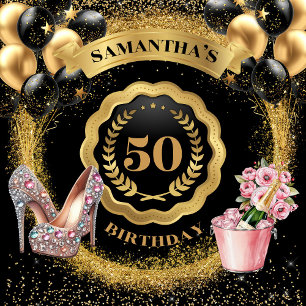 Glamour 50. Geburtstag Napkins Gold Ballons Serviette