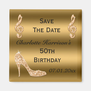 Glamour 50. Save the Date Gold Stiletto Magnet