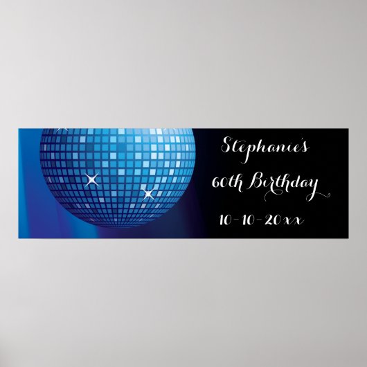 Glamour 60. Geburtstag Blue Party Disco Ball Poster (Vorne)
