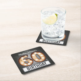 Glamour 60. Geburtstag Broadway Marquee Custom Rechteckiger Pappuntersetzer