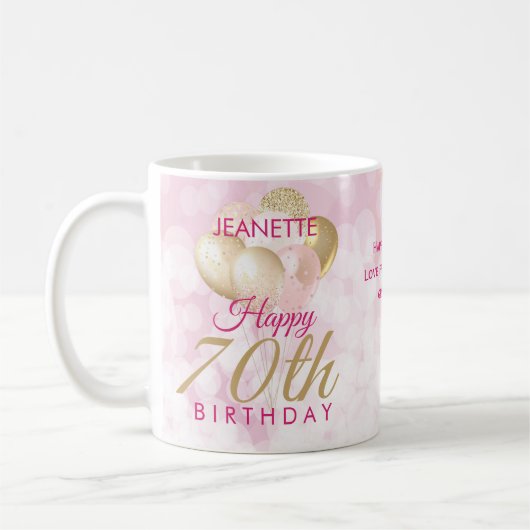 Glamour 70. Geburtstagsballon Kaffeetasse (Links)