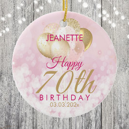 Glamour 70. Geburtstagsballon Keramik Ornament