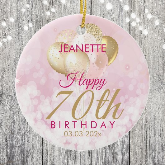 Glamour 70. Geburtstagsballon Keramik Ornament