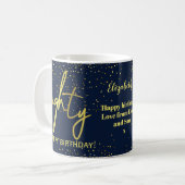Glamour 80. Geburtstag Navy Gold Kaffeetasse (Vorderseite Links)