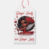 Glamour African American Cupid Geschenkanhänger (Vorderseite)