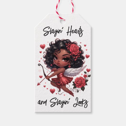 Glamour African American Cupid Geschenkanhänger (Vorderseite)