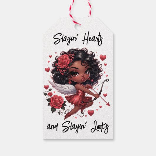 Glamour African American Cupid Geschenkanhänger (Rückseite)