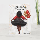 Glamour afrikanische Amerikanerin Red Birthday Karte (Vorderseite)