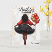 Glamour afrikanische Amerikanerin Red Birthday Karte (Gelbe Blume)