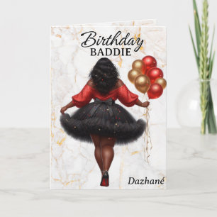 Glamour afrikanische Amerikanerin Red Birthday Karte