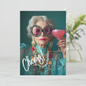 Glamour Ältere Frau Kühne Luxus Mode Einladung (Stehend Vorderseite)