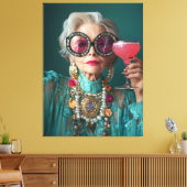 Glamour Ältere Frau Kühne Luxus Mode Leinwanddruck (Insitu (Wohnzimmer))