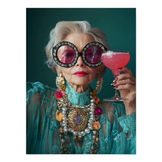 Glamour Ältere Frau Kühne Luxus Mode Poster (Vorderseite)
