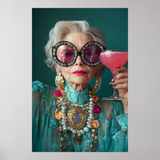 Glamour Ältere Frau Kühne Luxus Mode Poster (Vorne)