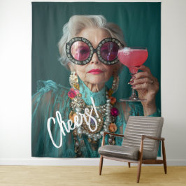 Glamour Ältere Frau Kühne Luxus Mode Wandteppich