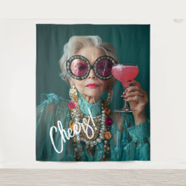 Glamour Ältere Frau Kühne Luxus Mode Wandteppich