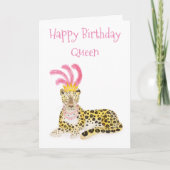 Glamour Amur leopard Happy Birthday Queen card Karte (Vorderseite)