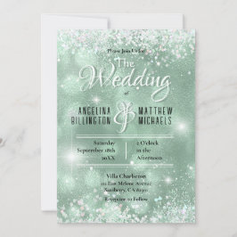 Glamour Aqua Glitzer Luxury Wedding Einladung