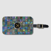 Glamour Aqua Tiles Custom Monogram Gepäckanhänger (Vorderseite (Horizontal))